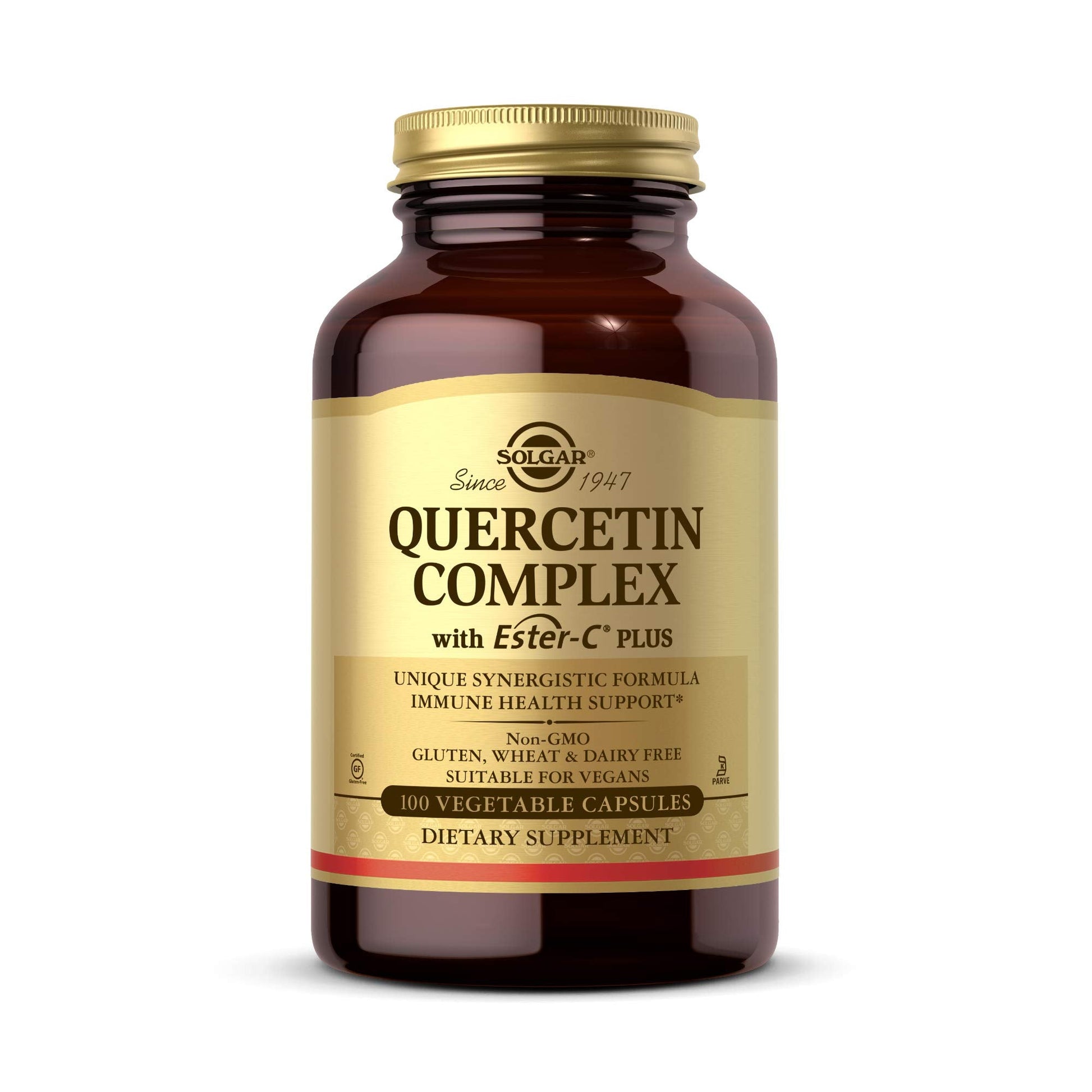 Solgar Quercetin Complex with EsterC Plus Vegetable Capsules Supports Immune Health Antioxidant Gentle on the Stomach Vitamin C NonGMO Vegan Gluten Free Dairy Free 50 Servings, Standard Packaging, 100 Count - Medaid International