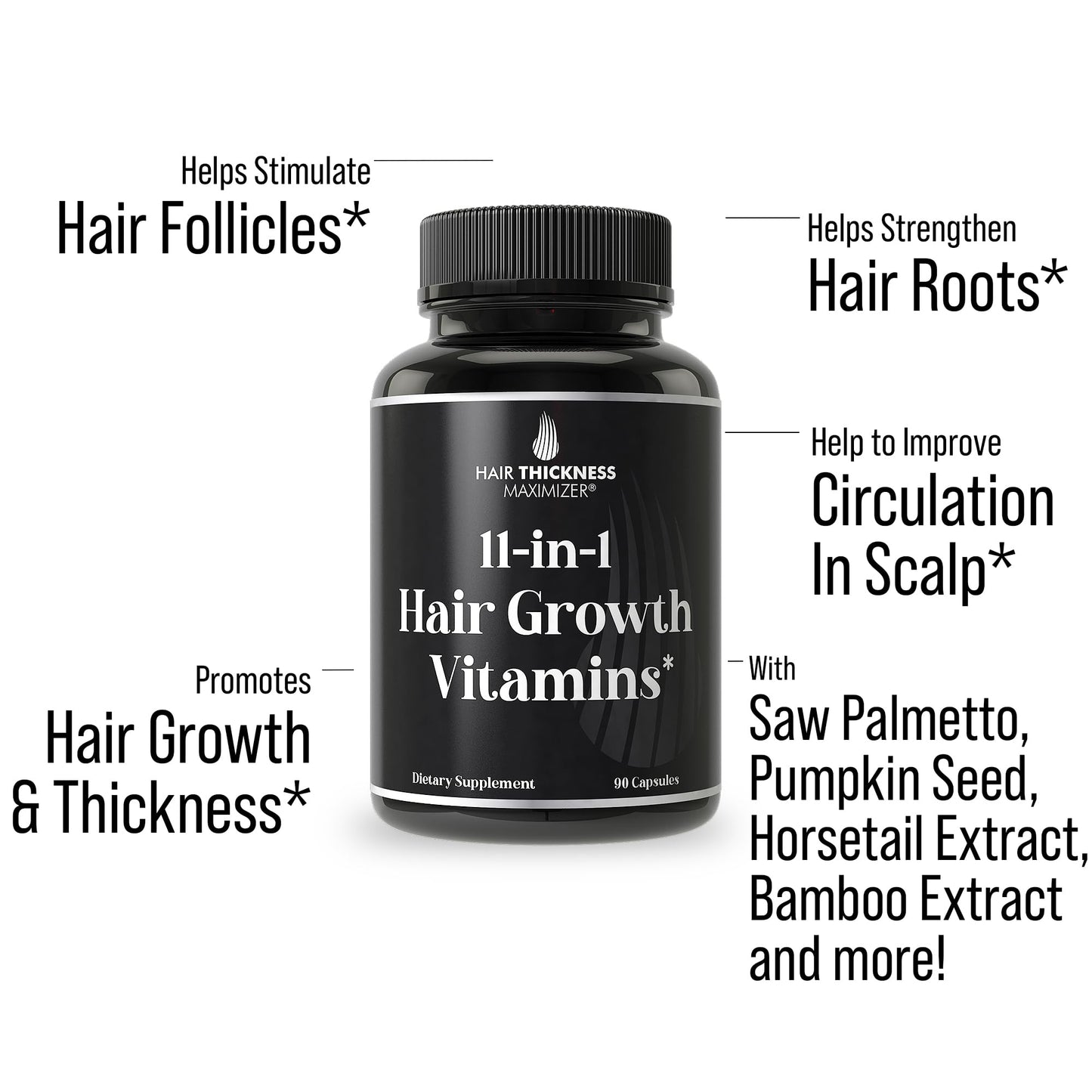 11-in-1 Vegan Hair Growth Vitamins for Thinning & Brittle Hair – Advanced Vitamin Complex with 5000mcg Biotin, Pumpkin Seed, Zinc. Supports Thicker, Healthier-Looking Scalp for Women & Men - Medaid International