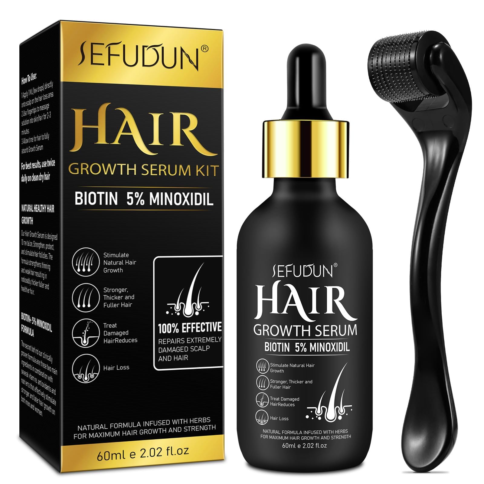 5% Minoxidil Hair Growth Oil for Men and Women - Regrowth Serum, Extra Strength Spray for Hair Loss, Thicker Healthier Hair, Beard Growth Kit, Topical Treatment, 2.02 oz - Medaid International