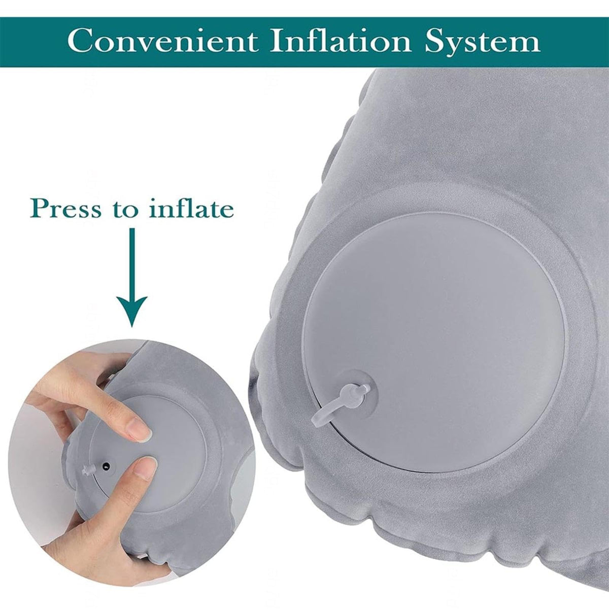 KASTWAVE Neck Support Travel Pillow, Portable Self-Inflatable Travel Pillow, Ultra Comfortable Mulberry Silk Fabric Neck Pillows for Travel, Travel Pillows for Sleeping Airplane, Grey