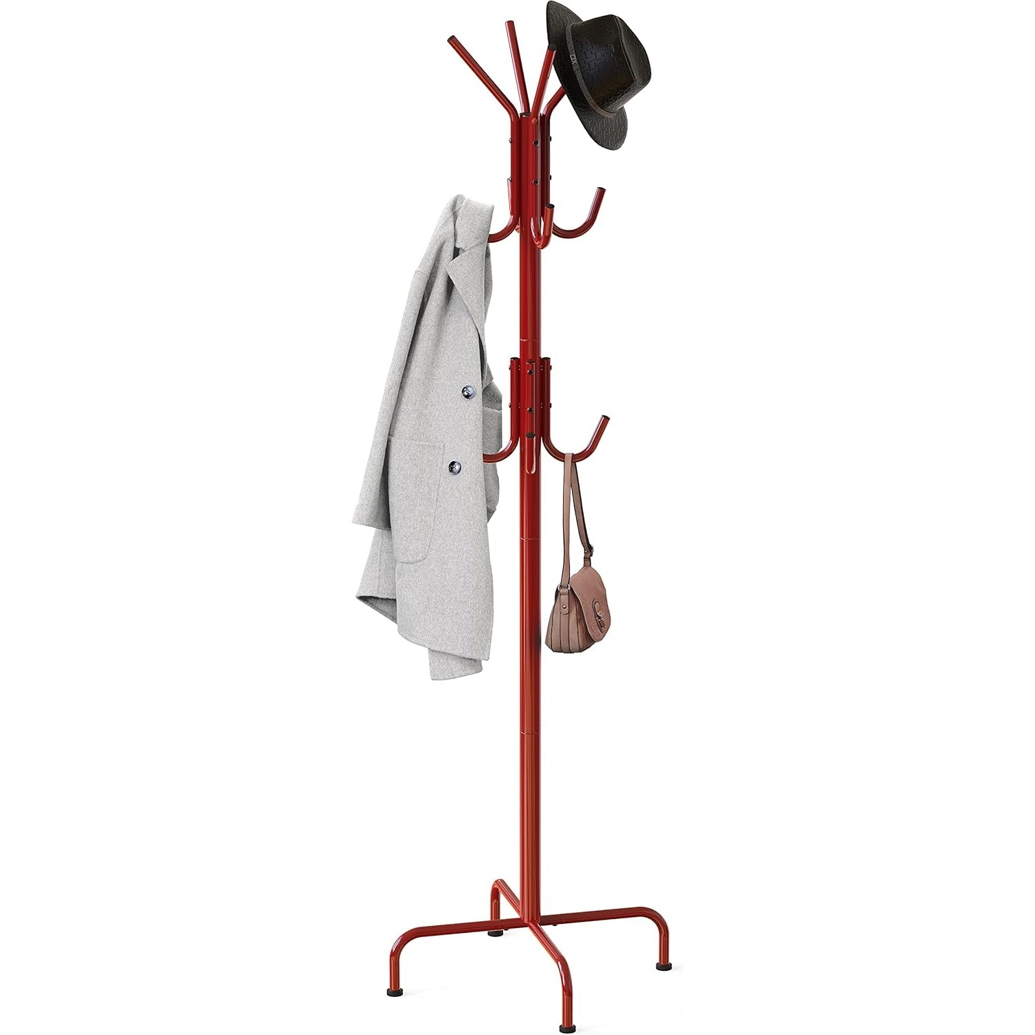 Simple Houseware Standing Coat and Hat Hanger Organizer Rack, 12 Hooks White - Medaid International