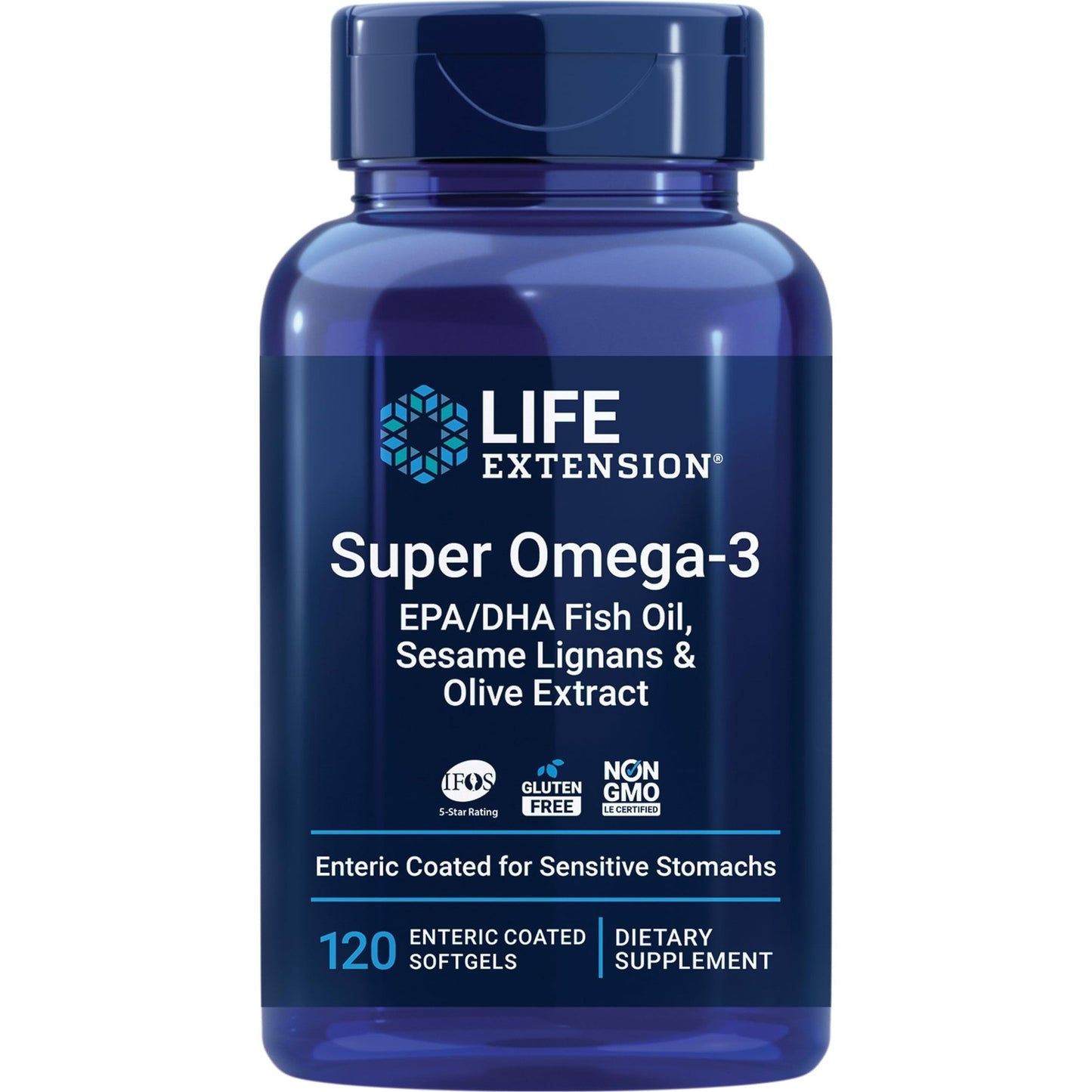 Life Extension Super Omega-3 EPA/DHA Fish Oil, Sesame Lignans & Olive Extract – Heart Health, Brain Health, Inflammation Health Support, Gluten-Free, Enteric-Coated, Non-GMO, 120 Softgels - Medaid International