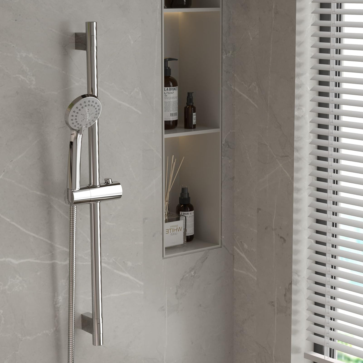 JOMOO Shower Riser Rail, Wall Mounted Shower Rail Adjustable Shower Head Holder, Shower Holder Bracket, Chrome
