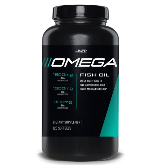 JYM Supplement Science Omega JYM Fish Oil 2800mg, High Potency Omega 3, EPA, DHA, DPA for Brain, Heart, & Joint Support 120 Soft Gels - Medaid International