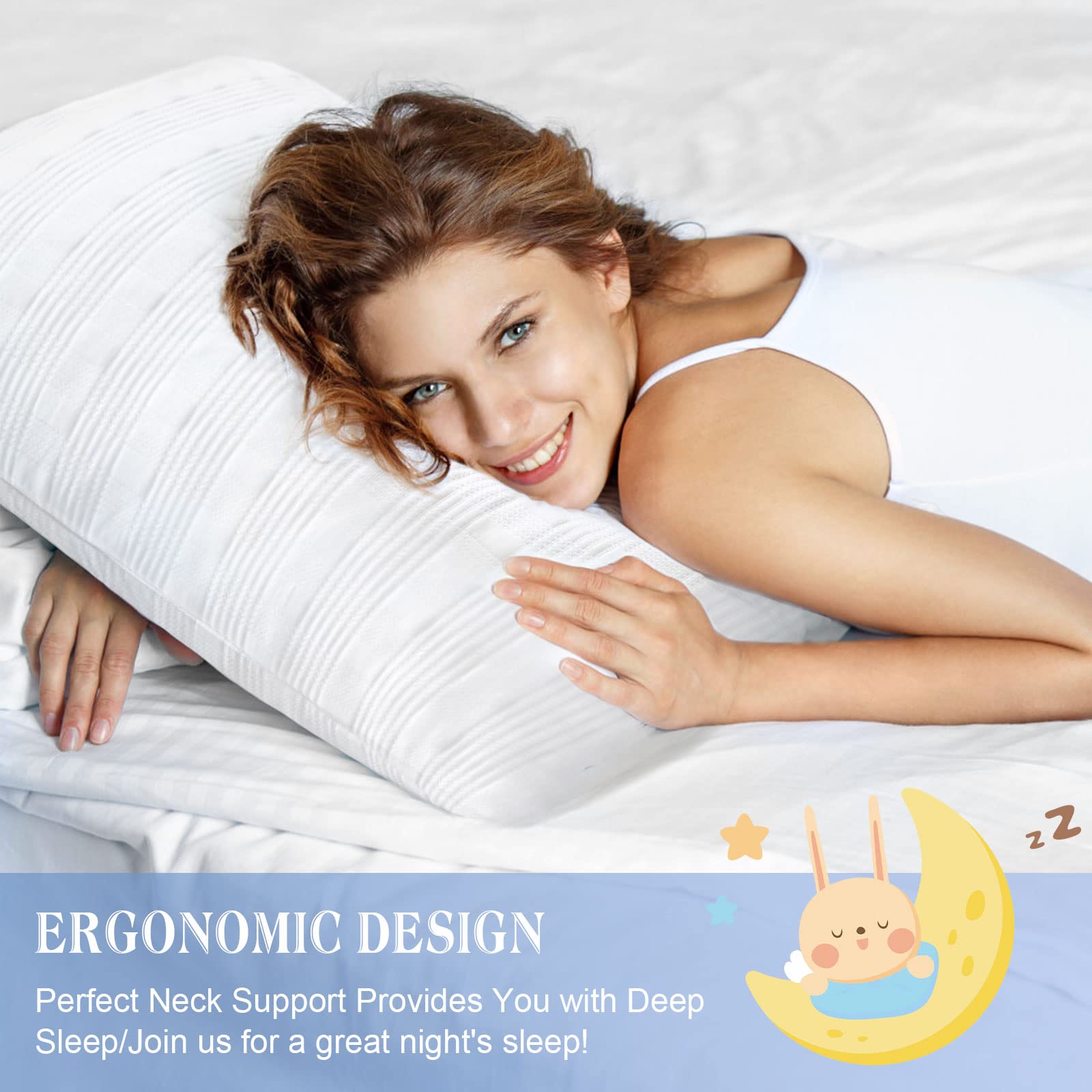 Meoflaw Cooling Pillows for Sleeping King Size Set of 2,Shredded Memory Foam Bed Pillow with Pillow Case-Double Sided Material,Adjustable Loft King Pillow for Side & Back Sleeper-Medium Firm - Medaid International