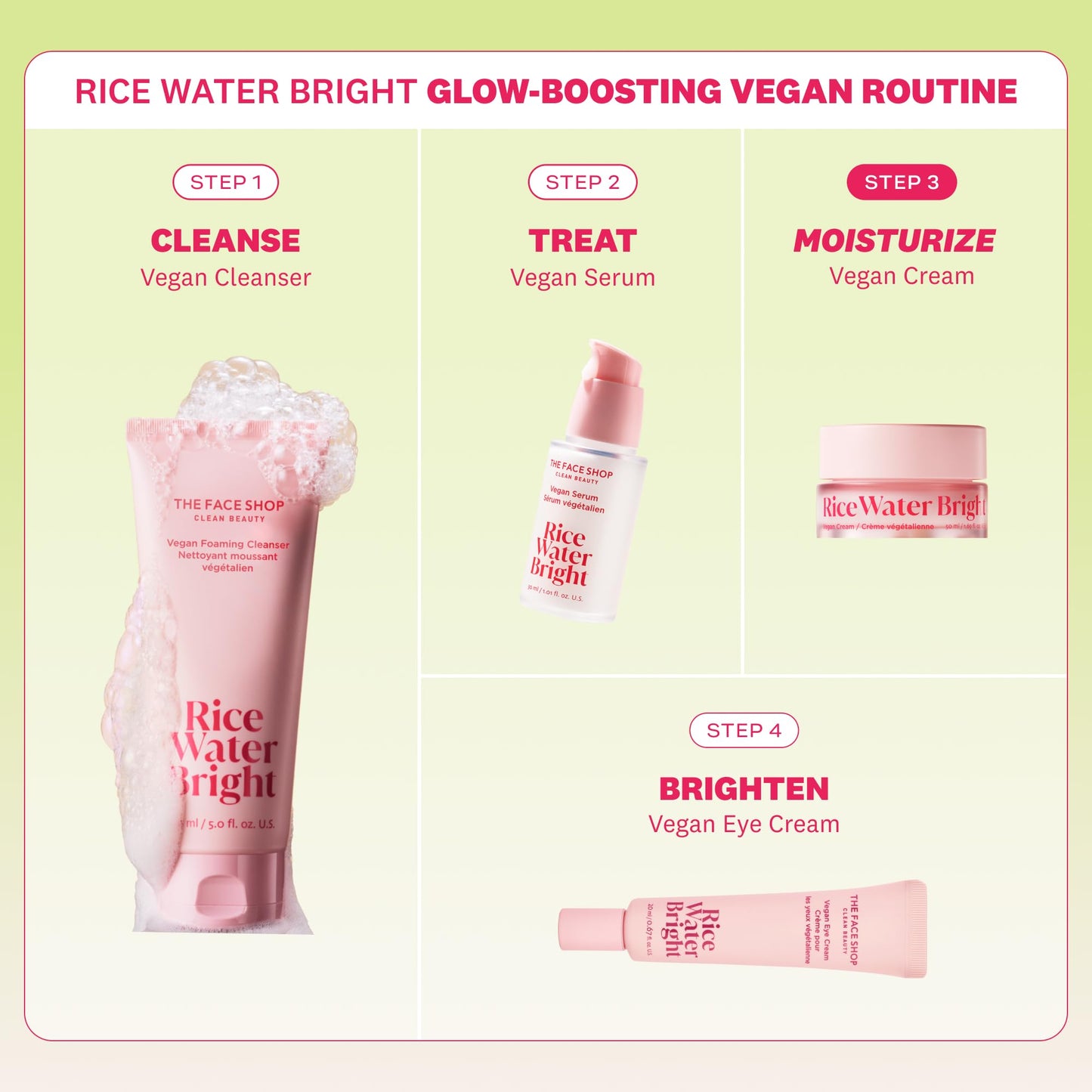The Face Shop Rice Water Bright Vegan Cream - Instant Moisturization Quick-Absorbing Formula - Vegan, Brightening - Rice Water, Niacinamide, Hyaluronic Acid - Moisturizer Face Cream - Korean Skin Care - Medaid International