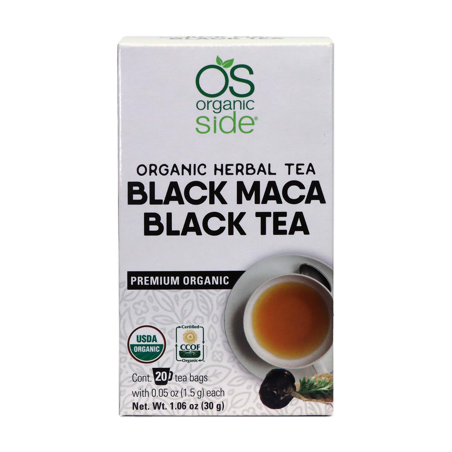 OS ORGANIC SIDE | 2-pack Organic Black Maca Tea 40 Bags | Energizing Herbal Formula Featuring Premium Black Leaves And Maca Root | Natural Source Of Antioxidants | Adaptogens - Medaid International