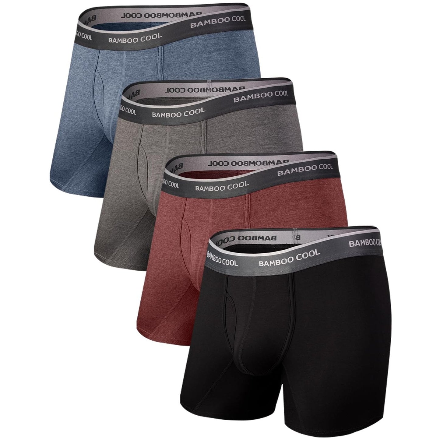 BAMBOO COOL Men's Underwear Soft Breathable Stretch Classic Boxer Briefs with Fly,Multipack - Medaid International