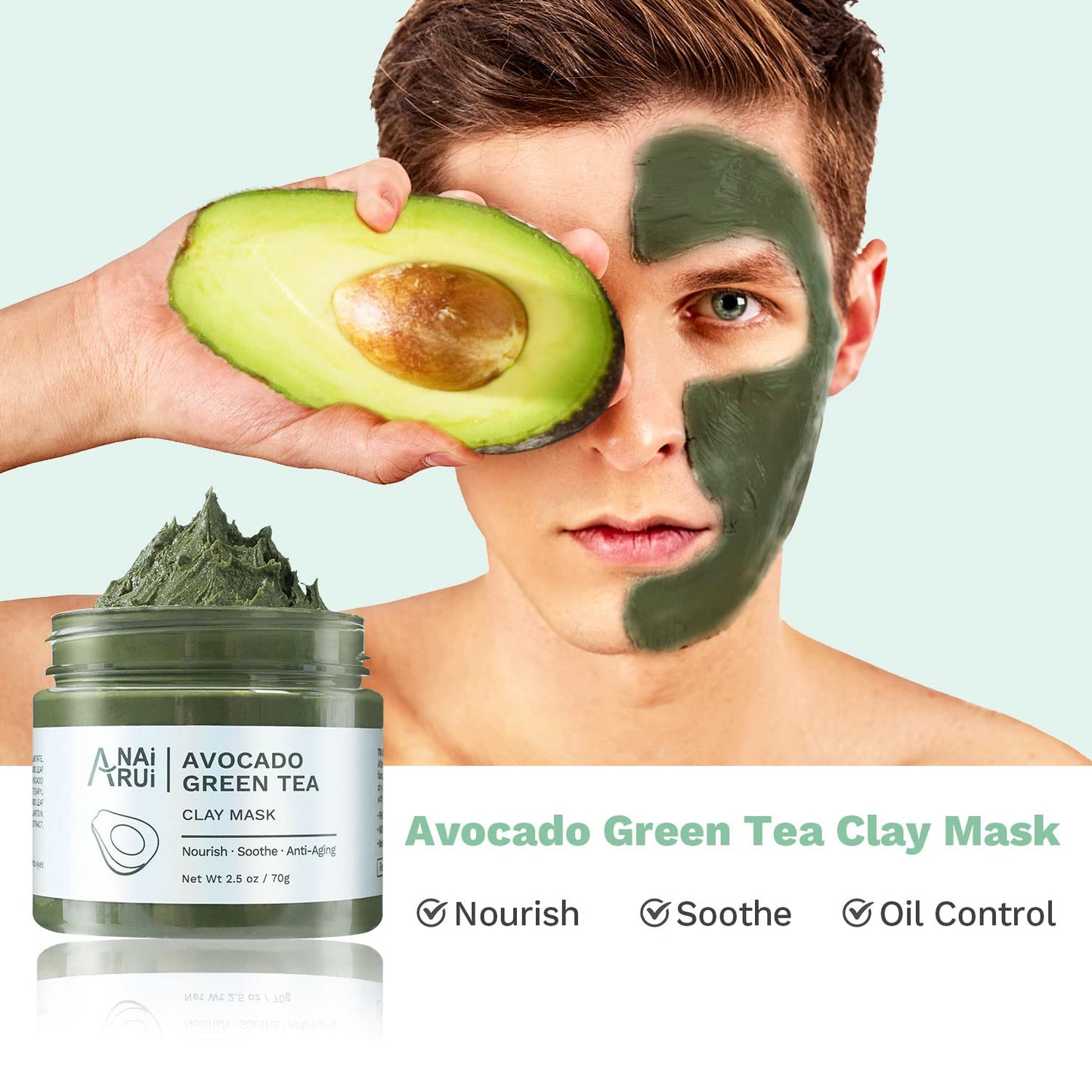 ANAI RUI 3 Pack Pore Purity Cleansing Clay Mask Set Absorbs Excess Oil,Turmeric Vitamin C Clay Mask -Rose Facial Mask -Avocado Green Tea Mud Mask,Facial Mask Skincare for Deep Cleansing 2.5 oz each - Medaid International