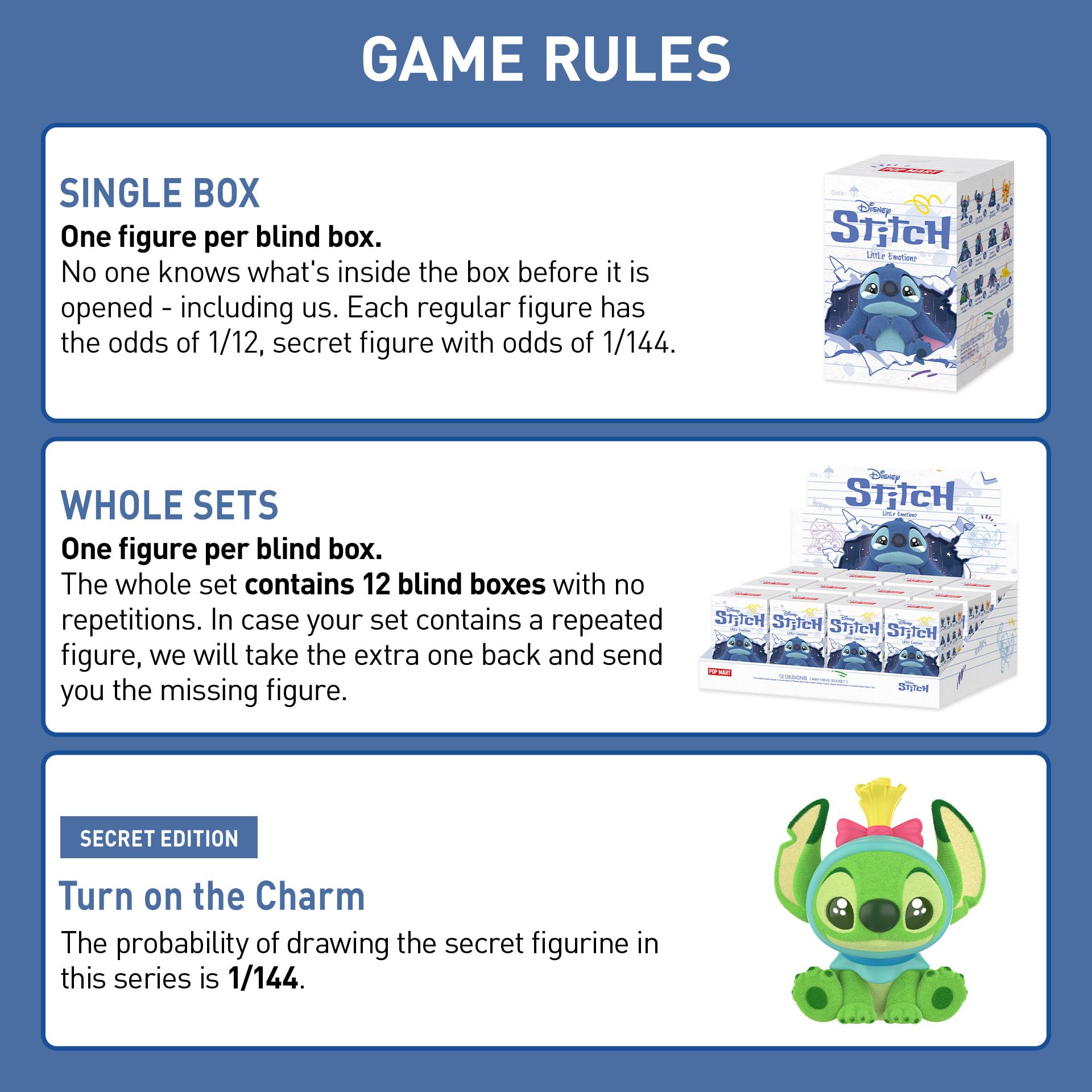 POP MART Disney Stitch Little Emotions Series Figures Blind Box Figures, Random Design Action Figures Collectible Toys Home Decorations, Holiday Birthday Gifts for Girls and Boys, Single Box - Medaid International