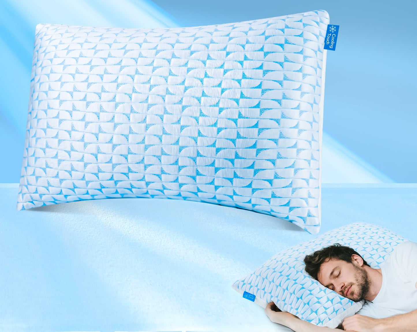 Firm Cooling Pillows for Sleeing, Shredded Memory Foam(Adjustable Loft) Pillow for Side Back Stomach Sleepers, Supportive Gel Pillow with Washable Cover, Queen Size, Gift for Parents or Couples - Medaid International