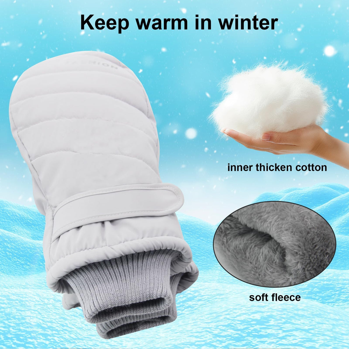 Winter Women’s Ski Mittens, Waterproof Touchscreen Snow Mitts, Anti-Slip Warm Windproof Gloves for Skiing, Snowboarding, Hiking, Cycling and Outdoor Activities