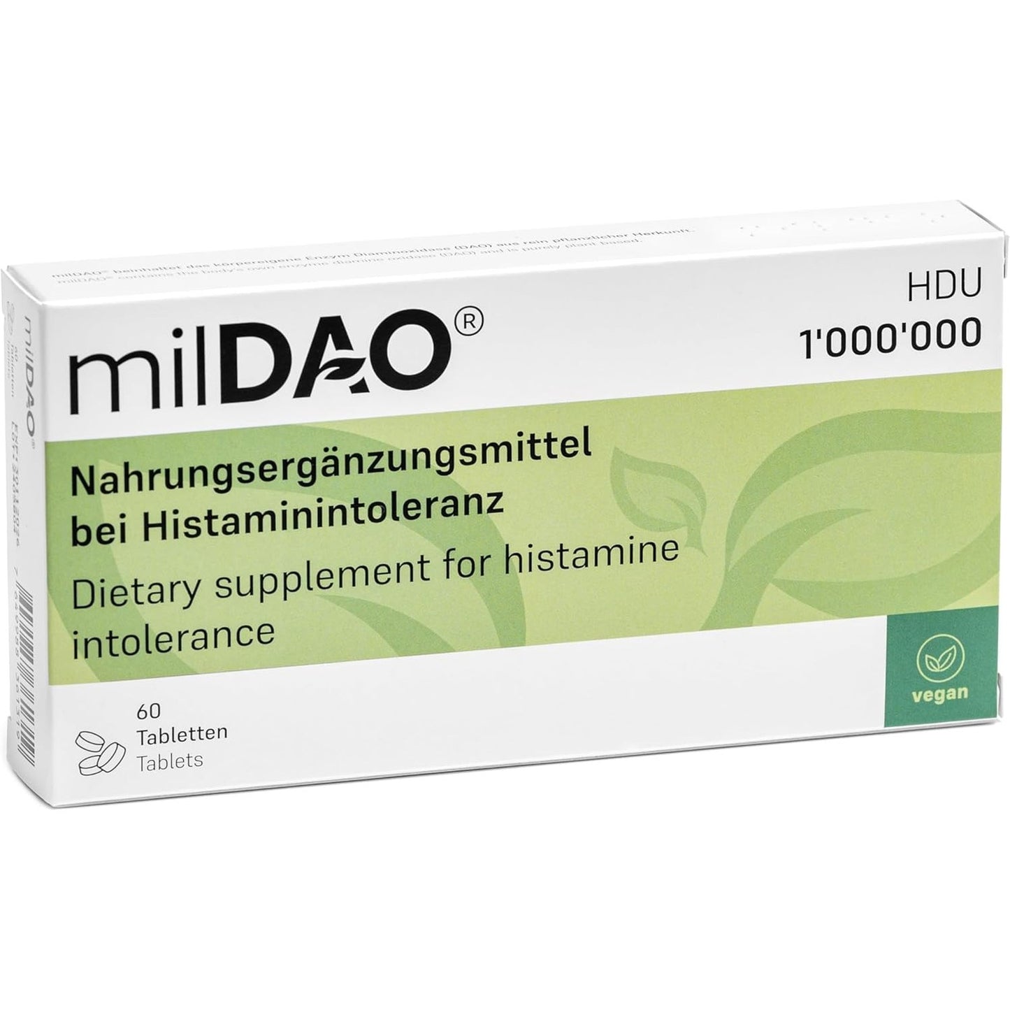 60 Vegan Tablets | DAO Enzyme Supplement for Histamine Intolerance | Pure & High-Standard, Halal-Certified | 1,000,000 HDU per Tablet | with Catalase | Foil Pouch for Maximum Stability