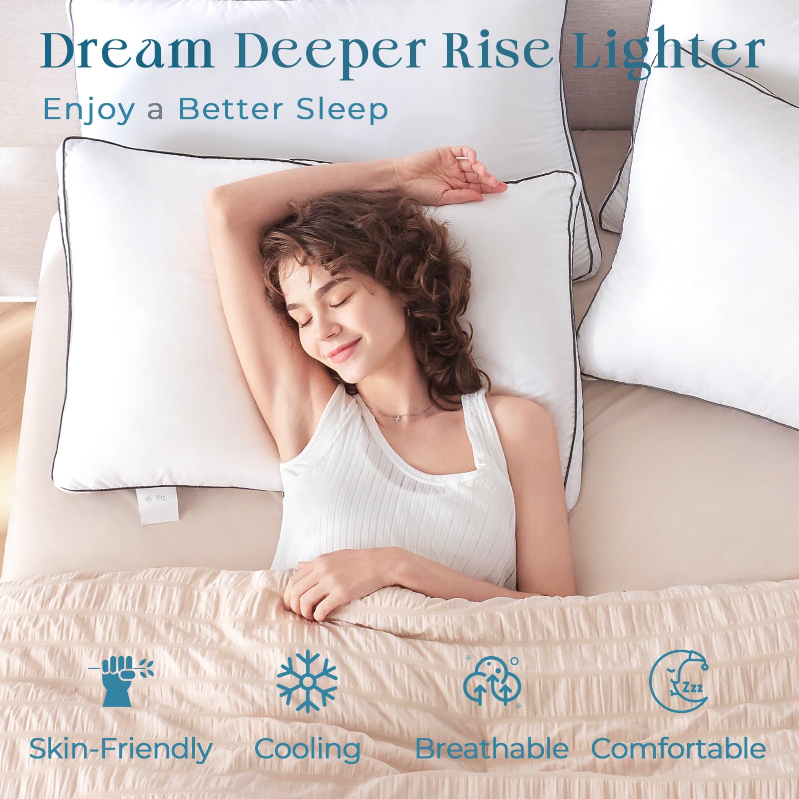 MUXHOMO Bed Pillows Queen Size Set of 2, Hotel Collection Sleeping Pillows 2 Pack for Side and Back Sleepers, Down Alternative Plump Filling, 20 x 30 Inches - Medaid International