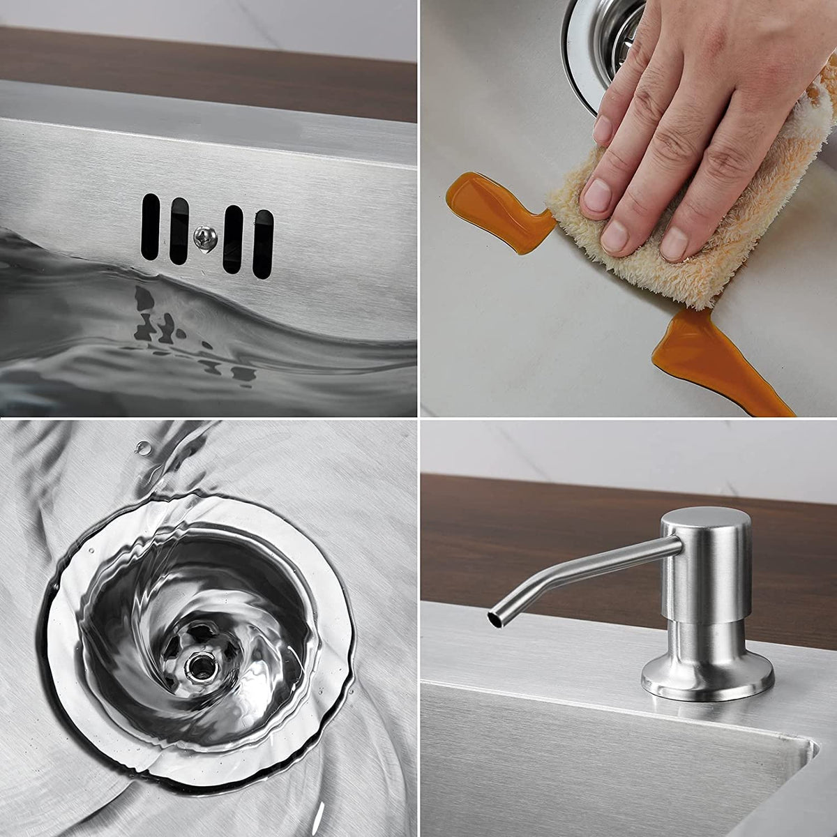 Stainless steel kitchen sink 60 * 45 cm undermount sink one basin sink kit (silver)