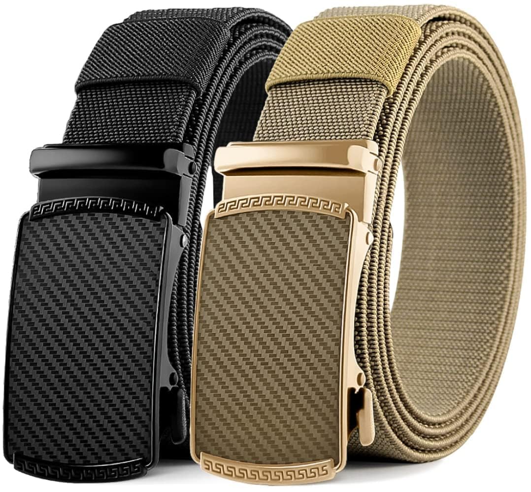 TERRIFI Men Belts, Ratchet Sliding Belt Adjustable For Mens Dress Casual Pant Oxfords, Cut for Fit(Set of 2,length:50 in)