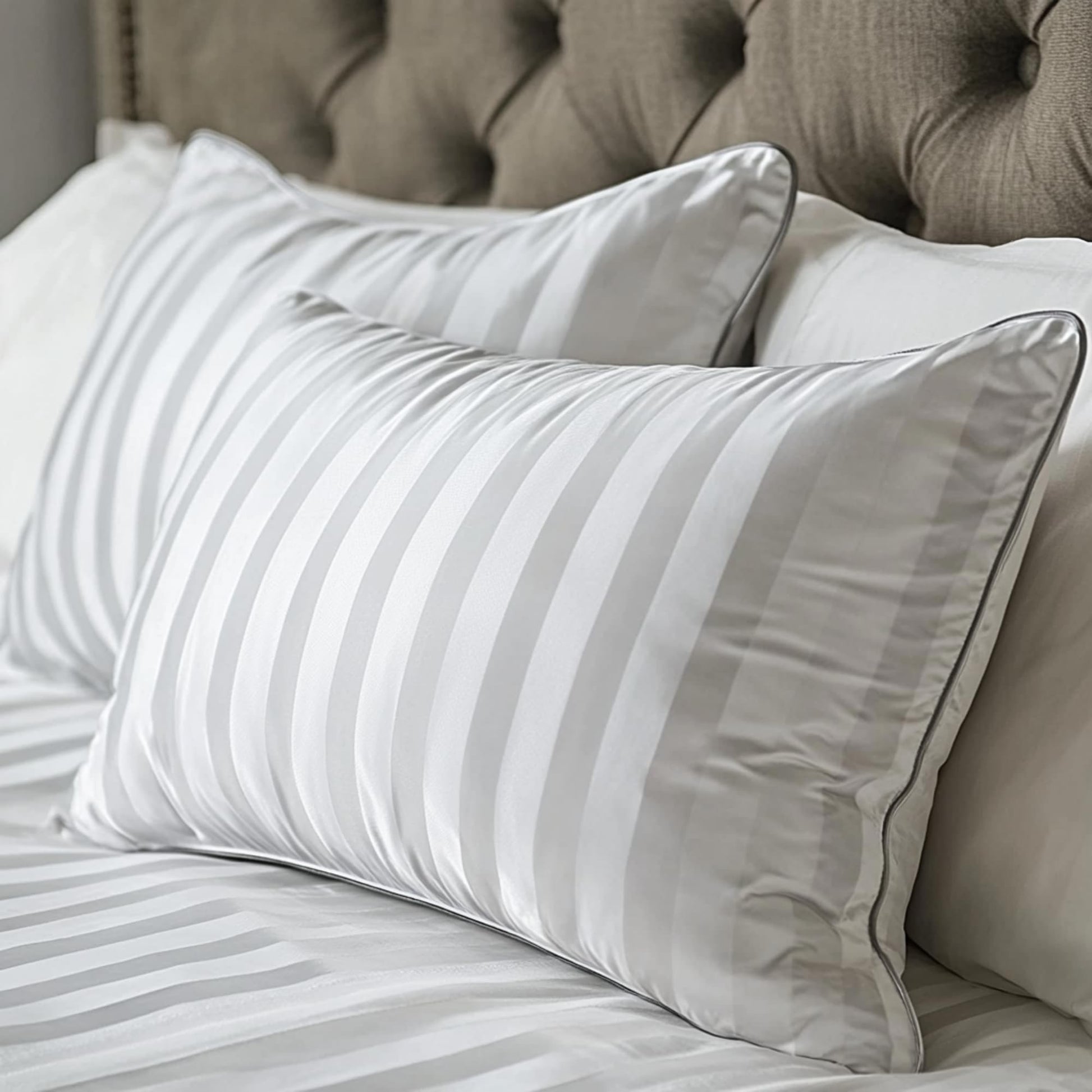 Hotel Grand White Luxury Feather Down Fluffy Bed Pillows 500 Thread Count Queen Size Pillows Set of 2 Pack Machine Washable 100% Cotton Breathable for Side/Back Sleeper Pillows,20" X28"(2 Pack) - Medaid International