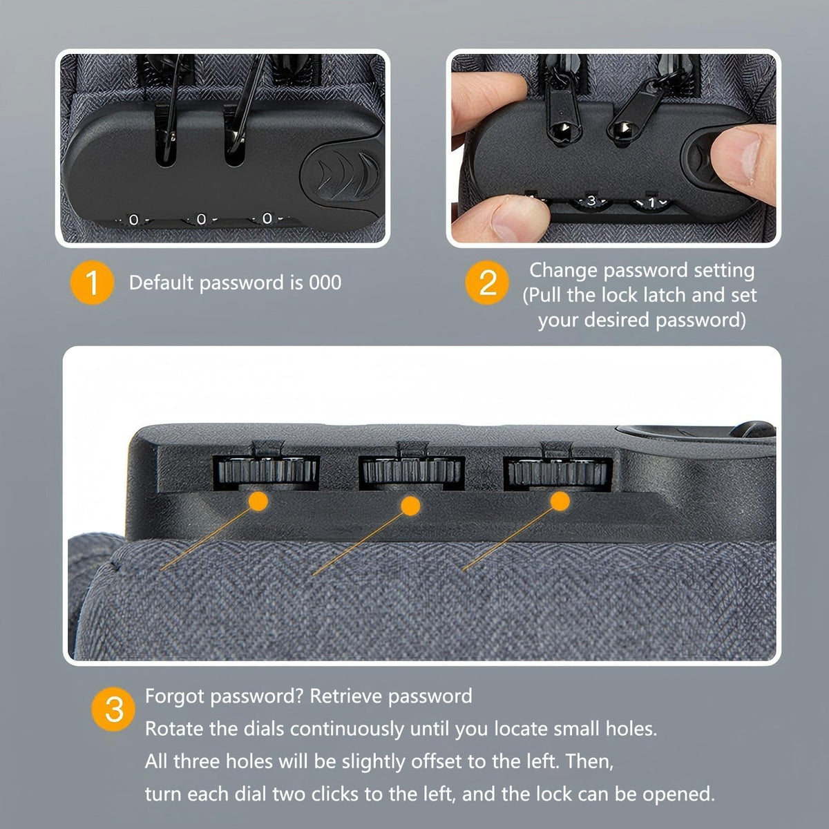 Portable Storage Bag with Lock 2 Big Compartments, Waterproof & Stain-Resistant Cosmetic Bag, Wide Zipper Opening Organizer for Office Travel (Gray)