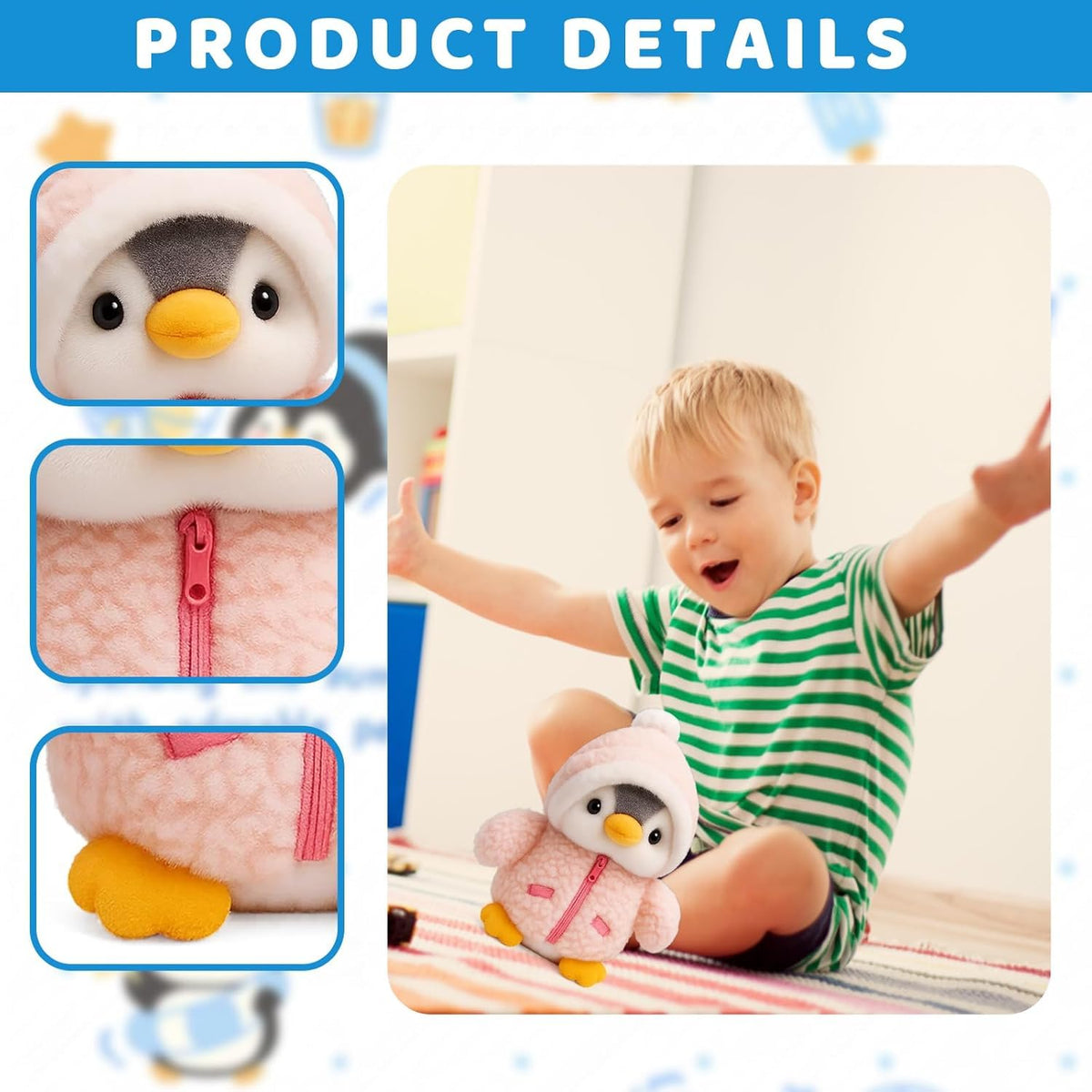 KASTWAVE Pink Penguin Plush Plaything - Soft Cuddly Stuffed Animal for Kids & Adults, Adorable Companion for Birthday, Christmas & Gift Giving (25cm)