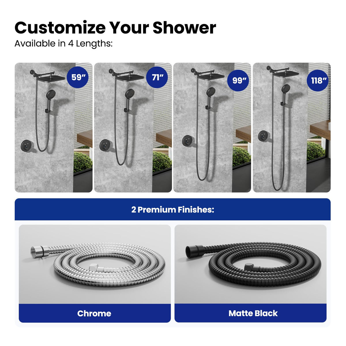 JOMOO Shower Hose, 99 Inch Extra Long Handheld Shower Hose Extension Flexible Stainless Steel Flexible Shower Head Sprayer Hose Attachment, Matte Black