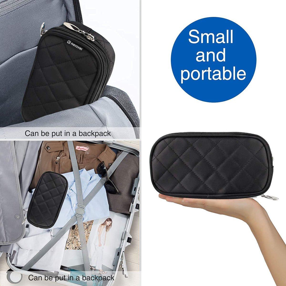 TERRIFI Makeup Bag Small Travel Cosmetic Bag for Women Girls Pouch Bag Makeup Brush Bags Travel Kit Organizer Gifts Purse Toiletry Bag, Black
