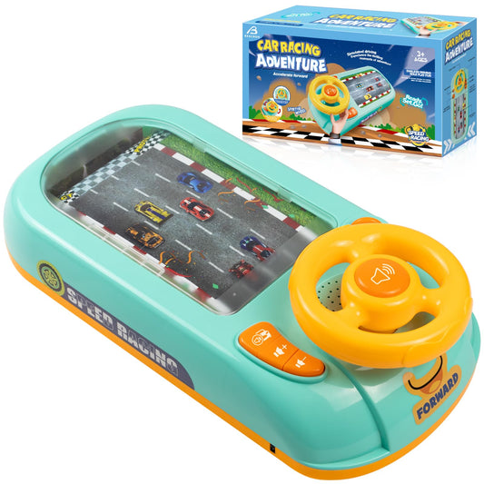 Musical Steering Wheel Toys for Boys 4-6: Simulated Driving Racing Car Game with Sound Ages 3+ Year Old, Interactive Educational Learning Race Truck for Kids Girls Birthday Gifts