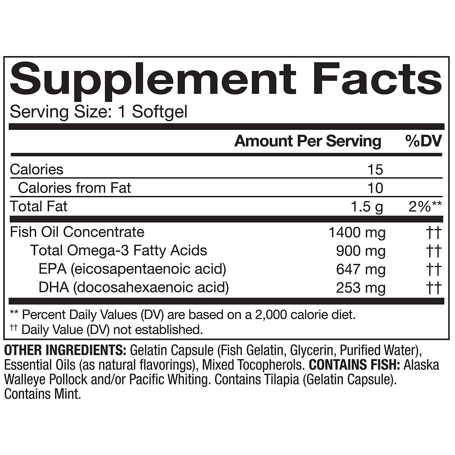 Member's Mark - Omega 3, Fish Oil 1400 mg (900 mg EPA/DHA), Enteric Coated, 150 Softgels - Medaid International