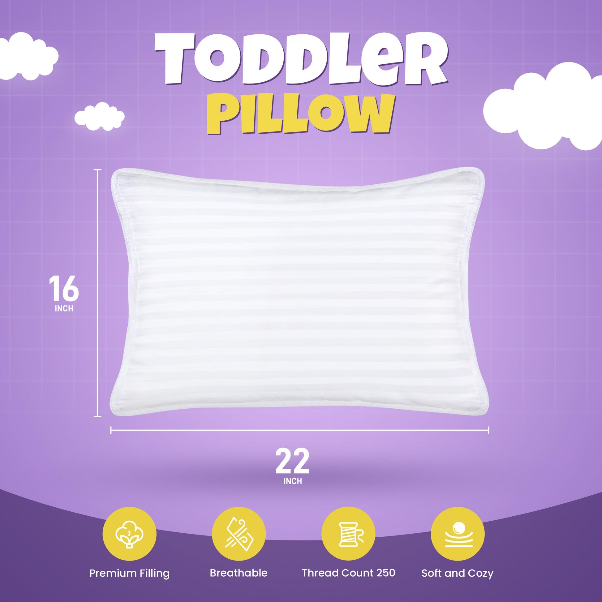 Utopia Bedding Youth Pillow (White, 2 Pack), 16x22 Kids Pillow for Sleeping, Soft and Breathable Cotton Blend Shell, Polyester Filling, Perfect for Kids Bed and Travel (Intended for Age 5 and up) - Medaid International