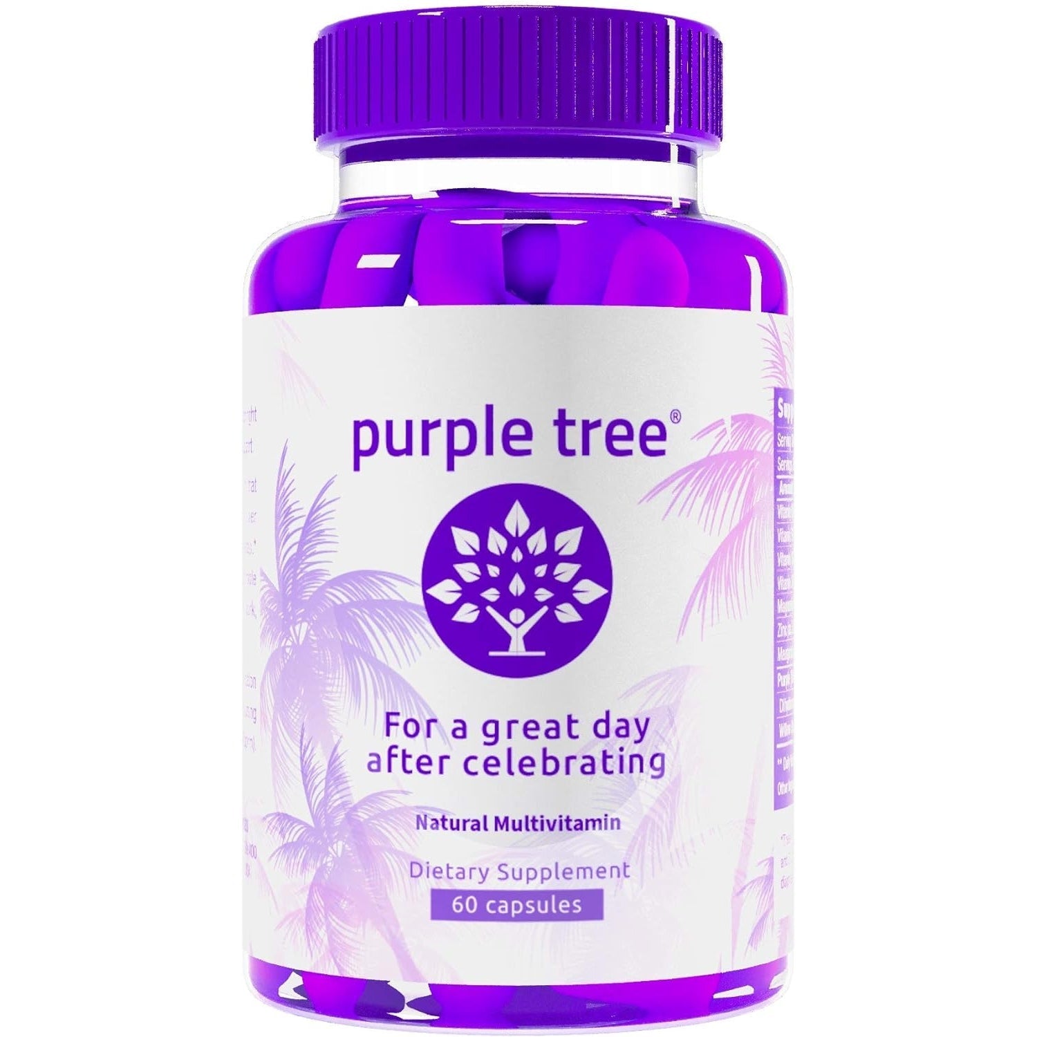purple tree Post-Celebration Wellness | Liver Support, Body Replenisher, Rapid Hydration | Dihydromyricetin DHM, Milk Thistle, Electrolytes, Vitamin B, Willow Bark, Quercetin (90 Pills) - Medaid International