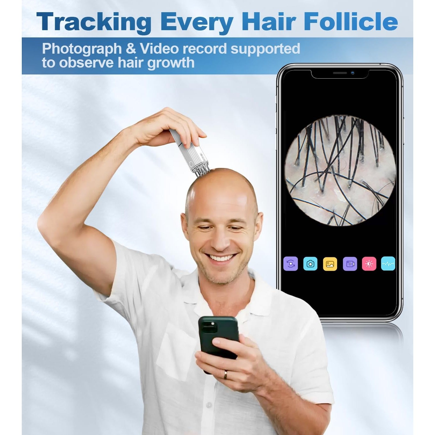 Zonngoo 3 in 1 Electric Scalp Massager and Hair Oil Applicator Camera,Wireless Smart Visual Massager Scalp Applicator Brush - Medaid International
