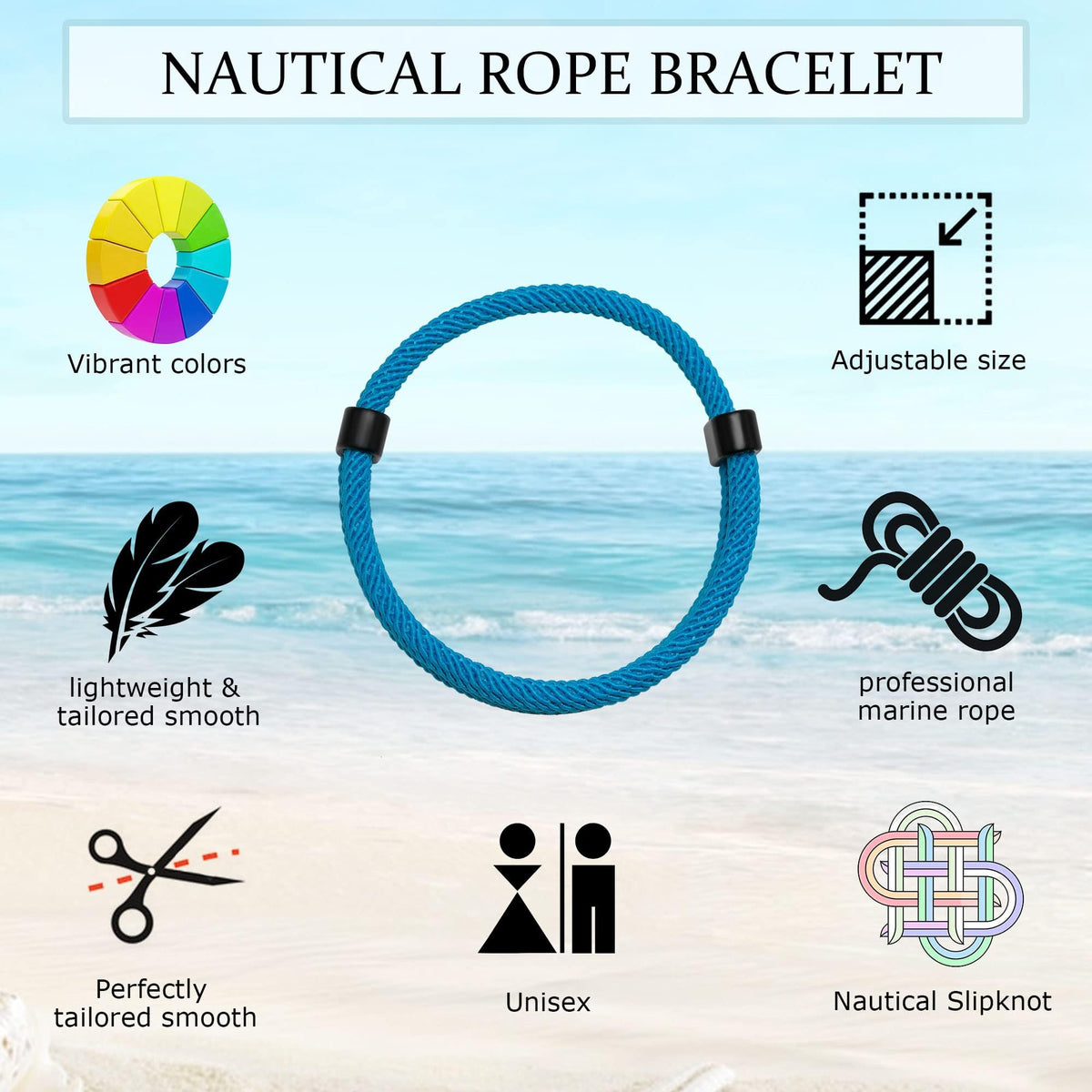 TERRIFI Nautical Braided Rope Bracelets Set, 6 Pcs Adjustable Braided Cord Bracelet, Men Women Braided Bracelets, Handmade Navy Marine String Bracelet