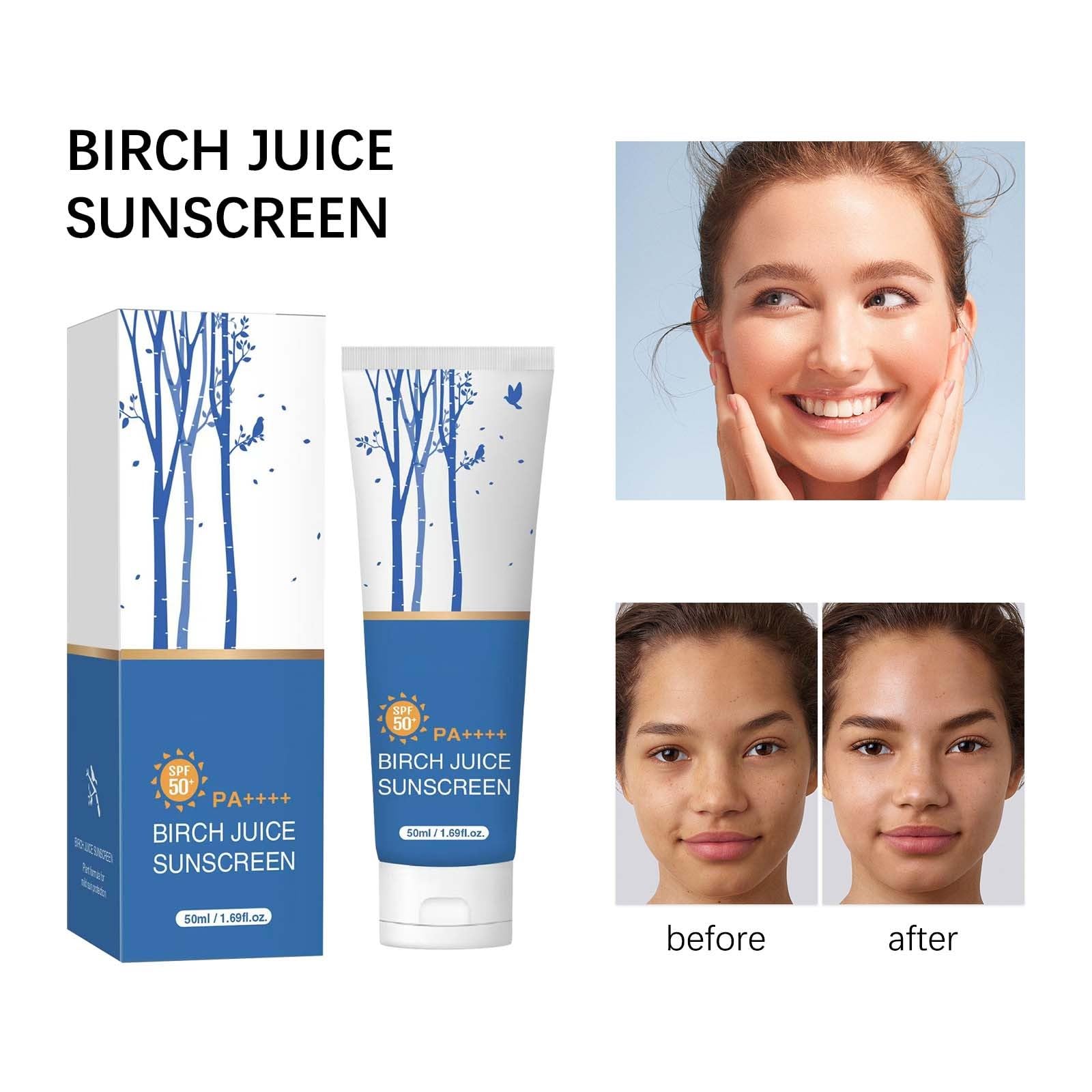 Birch Juice Moisturizing Sunscreen, UV LOCK SPF50 Broad Spectrum, Moist Essence Sunscreen for Face Korean Skincare, No White Cast, 1.69 Fl Oz (2) - Medaid International