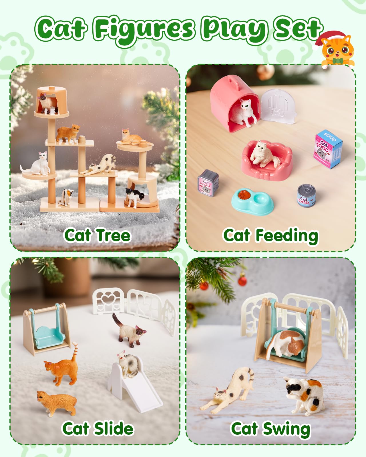 Leapio Cat Advent Calendar 2025, 24 Days Advent Calendar with 12 Figurines & Playground Accessories, Educational Gift for Kids Toddlers & Cat Lovers Boys Girls, Christmas Xmas Countdown Gift - Medaid International