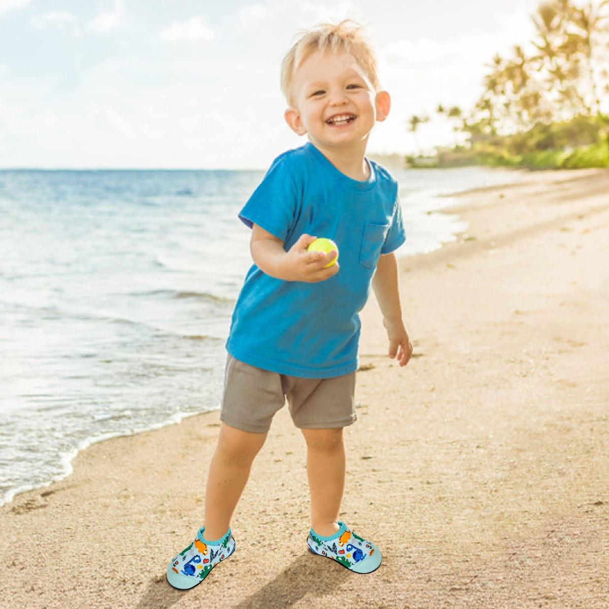 TERRIFI Kids Water Shoes: Lightweight Non-Slip Beach Pool Shoes for Boys and Girls - Breathable shoes for Children, Fast-Drying Water Shoes with 6.45inch Inner Length
