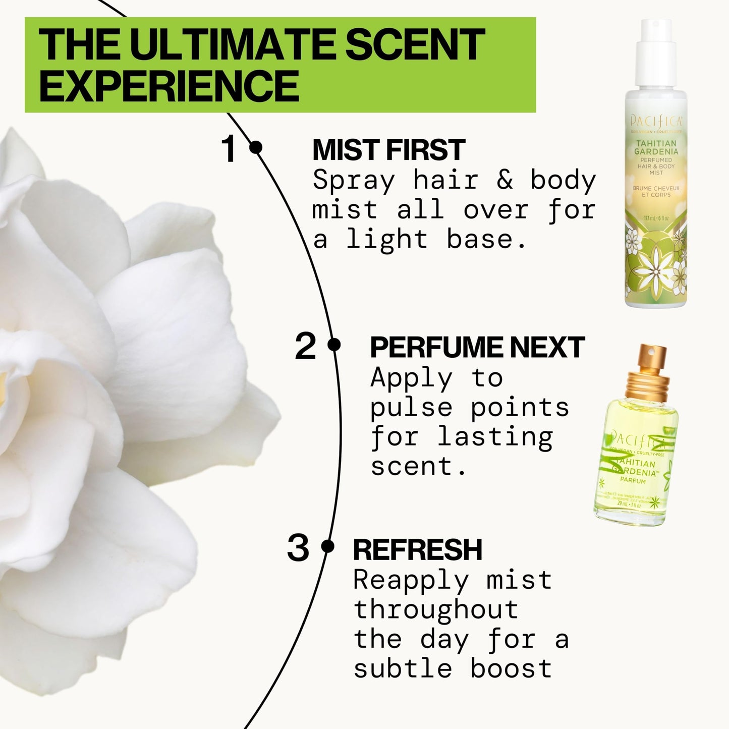 Pacifica Tahitian Gardenia Perfumed Hair & Body Mist, Alcohol-Free Spray Designed For Head-To-Toe Wear, Vegan & Cruelty-Free, 6 Fl Oz - Medaid International
