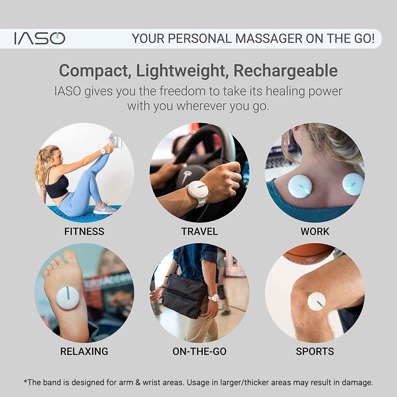 [IASO] Red Light Therapy Device and Massager- FDA-Registered, Cold Laser (Non-LED) Pain Relief for Back, Foot, Neck, Shoulders, Wrists, Knees. Wearable & Rechargeable. All Inclusive Package (Single) - Medaid International