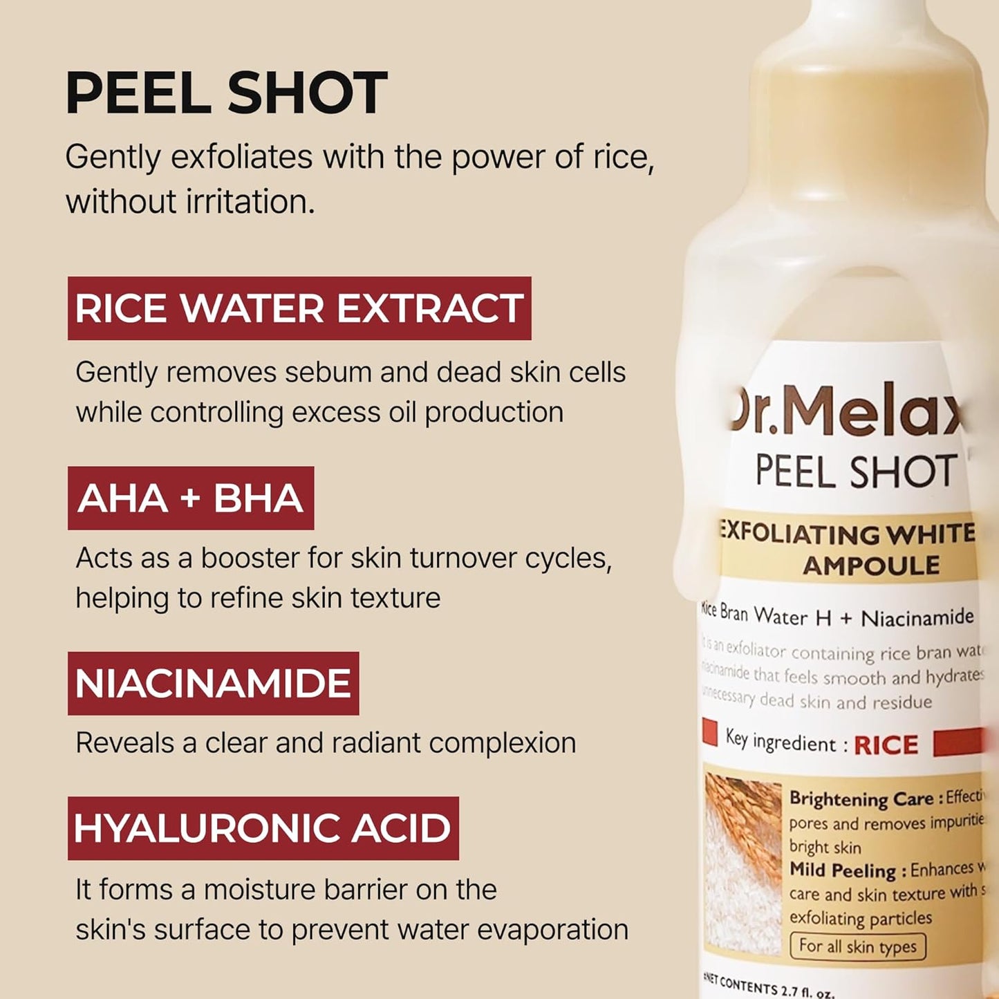 Dr Melaxin Peel Shot Glow White Rice Peeling Ampoule 80ml
