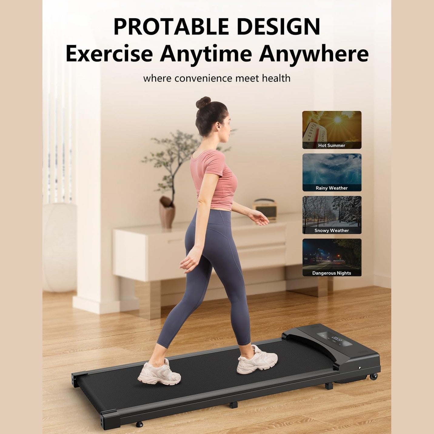 INGUNAR Treadmill For Home, 2.25 HP Protable Under Desk Treadmill Walking Pad With Remote Control, LED Display, Jogging Walking Machine For Exercise, 265lbs, Installation Free (Blackness)INGUNAR Treadmill For Home - Medaid International
