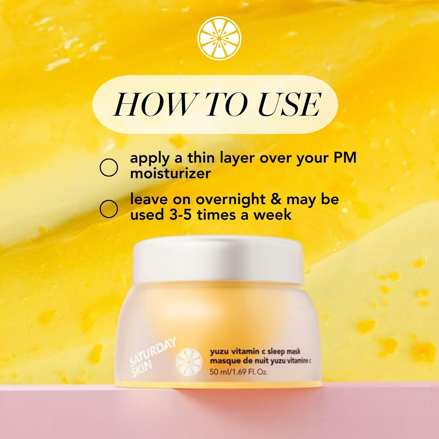 Saturday Skin Yuzu Vitamin C Overnight Sleep Mask Regenerist Retinol Ultra Rich Face Moisturizer Cream Smooth Skin and Reduce Wrinkles Ideal for All Skin Types - Medaid International