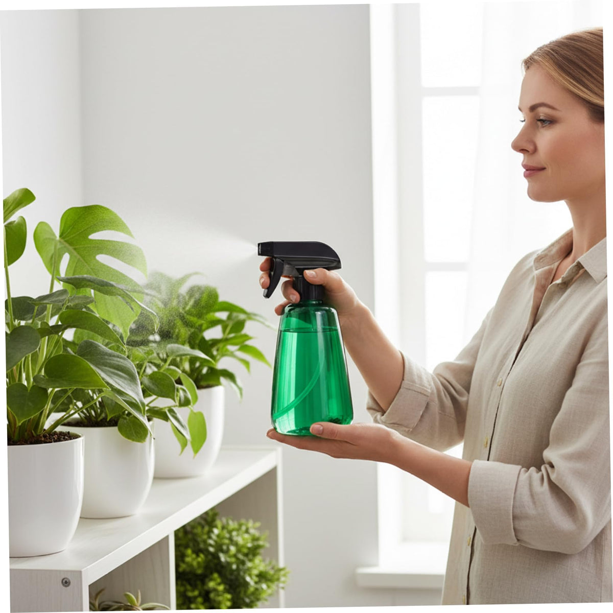 2 Pack Plant Spray Bottles, 17oz Clear Plastic Water Spray Bottle with 360° Adjustable Nozzle, Multi-Use Plant Mister for Garden, Kitchen, Salon and Home