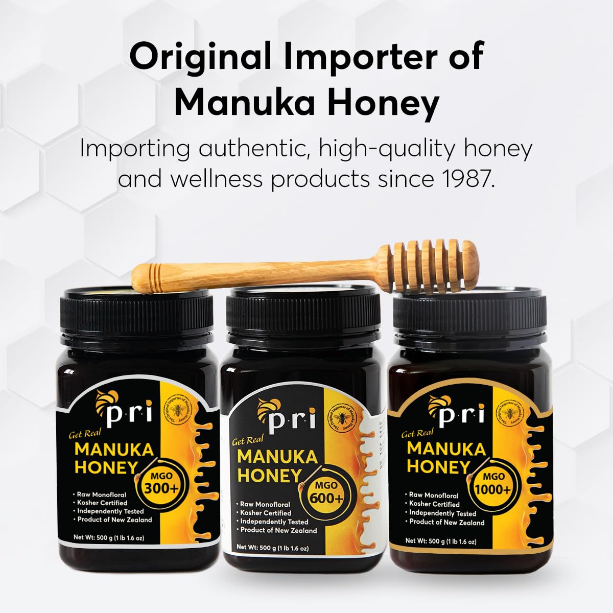 P.R.I Manuka Honey, Certified MGO 200+, Raw New Zealand Manuka Honey, 500g Jar - Medaid International