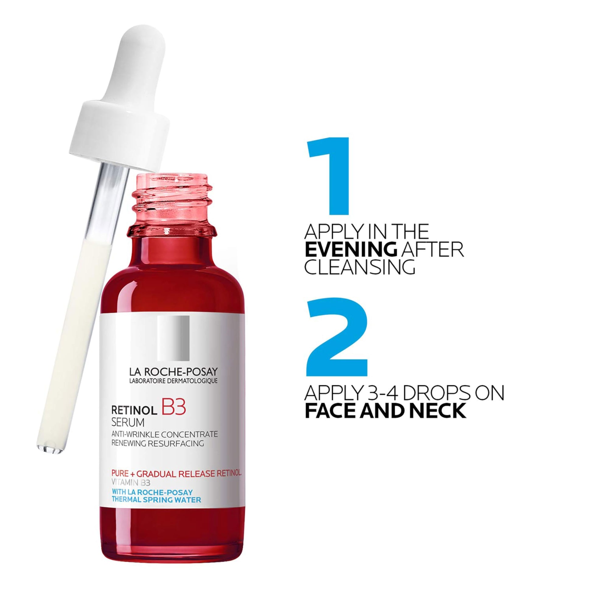 La Roche-Posay Pure Retinol Face Serum with Vitamin B3, Anti Aging Face Serum for Lines, Wrinkles & Premature Sun Damage to Resurface & Hydrate, Suitable for Sensitive Skin, 1.0 Fl. Oz - Medaid International