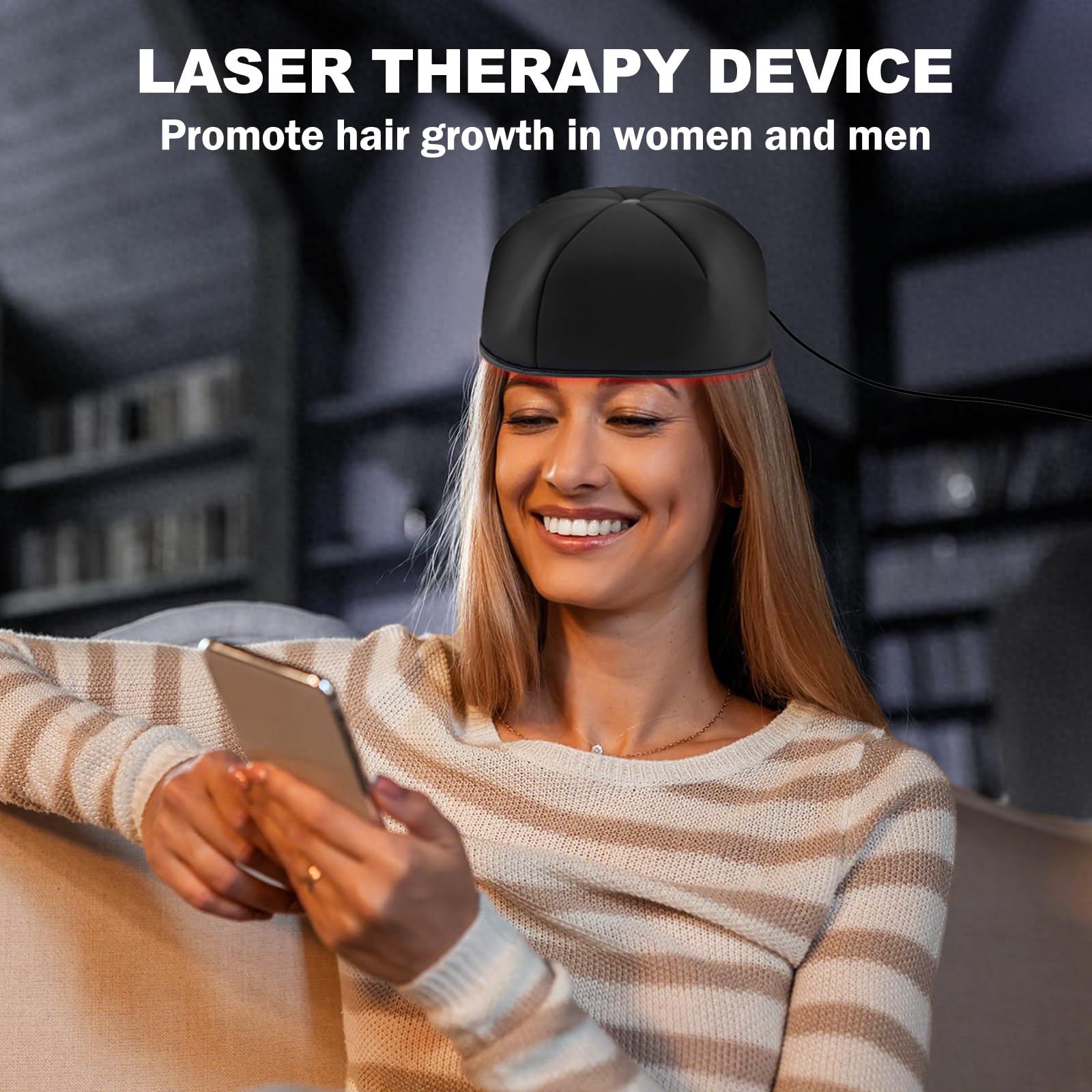 Laser Cap, FDA Cleared Laser Hair Growth Cap, Red Light Therapy promote hair growth in women and men - Medaid International