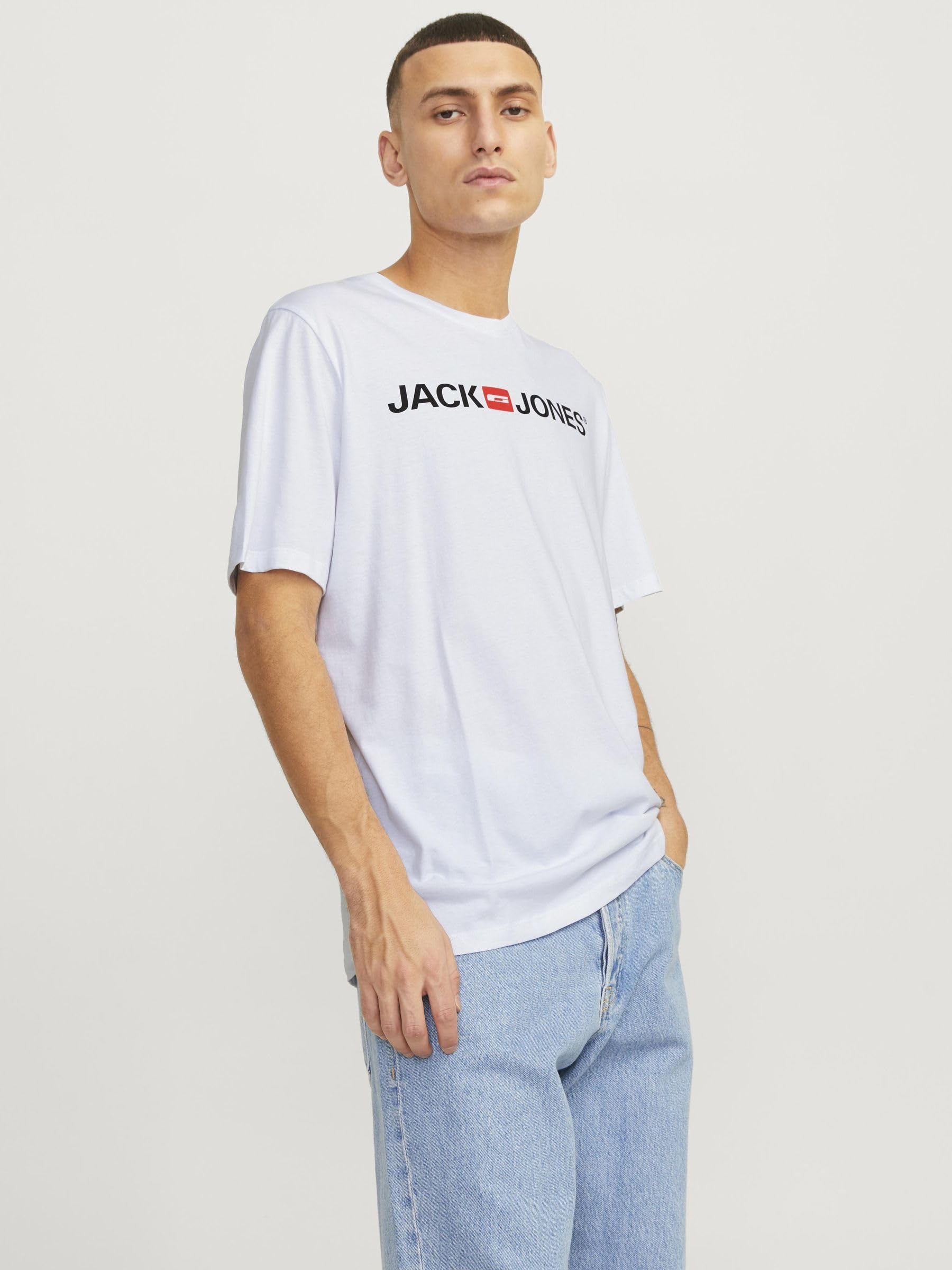 JACK & JONES Mens JJEJOSH TEE SS Crew Neck NOOST-Shirt, White, Large - Medaid International
