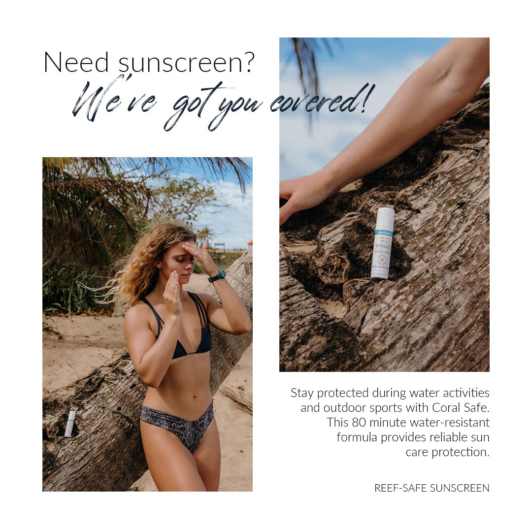 Reef Safe Sunscreen SPF 50 Facestick - Biodegradable, Hawaii & Mexico Approve, Zinc, Vitamin E, Oxybenzone & Octinoxate Free, Water Resistant, Natural Ingredients, Made in USA by Coral Safe - Medaid International