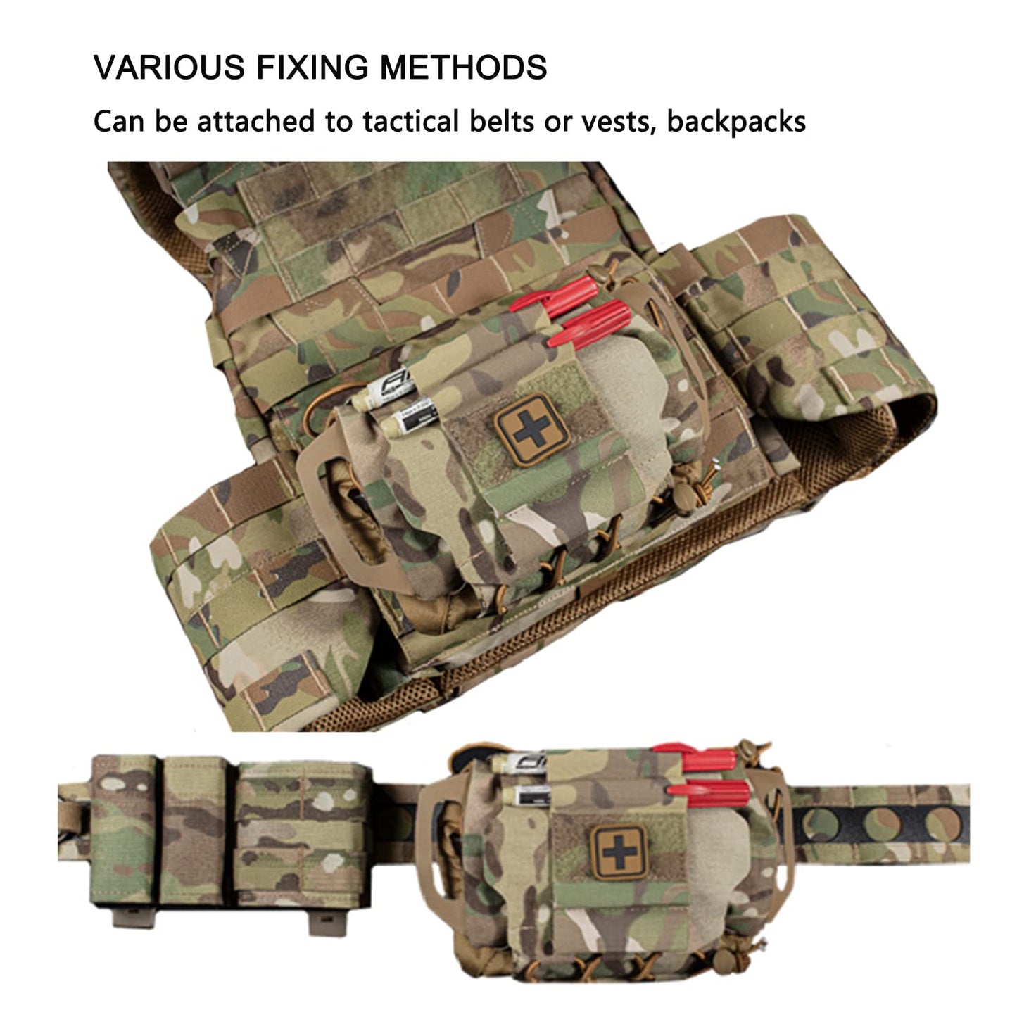 Rapid Deployment IFAK Kits MOLLE Tactical Pouch Outdoor Survival Medical First-aid Kit Hunting Camping Hiking Emergency Tools (WG)