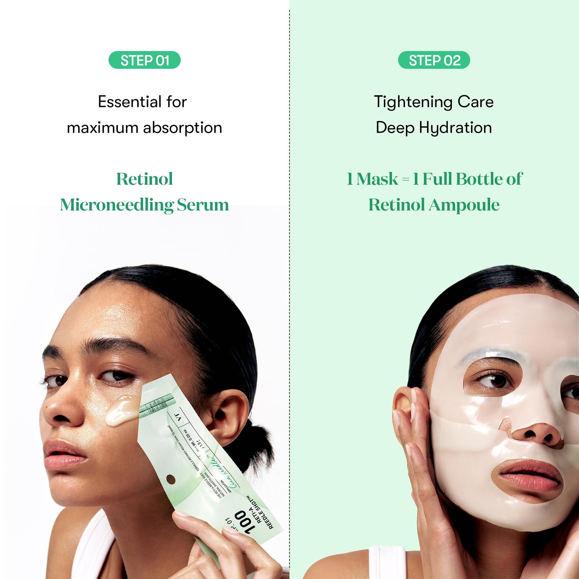 VT COSMETICS Reti-A Reedle Shot 100 2-Step Hydrogel Mask(34.5gx4ea), Intensive Tightening, Exosome Retinol, Overnight Melting Mask, Ideal for Retinol Beginners, Korean Facial Mask - Medaid International