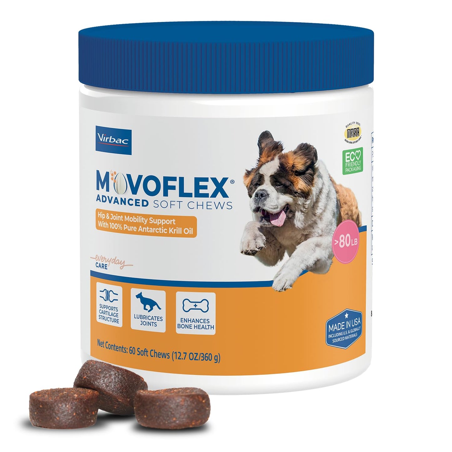 MOVOFLEX Advanced Soft Chews Hip Joint Support Supplement for Large Dogs 60 Count by Virbac