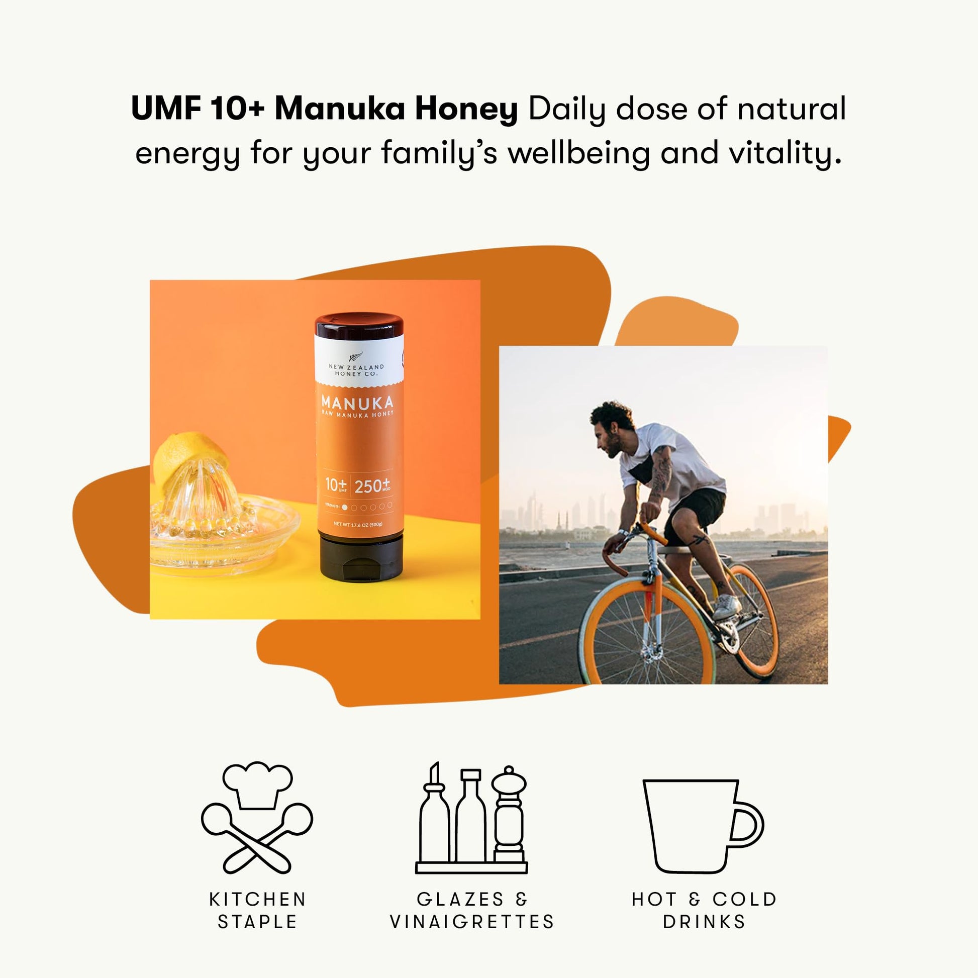 New Zealand Honey Co. Pure Manuka Honey Squeeze Bottle UMF 10+ / MGO 250+ | 17.6oz | 1.1 lb. (500g) - Medaid International