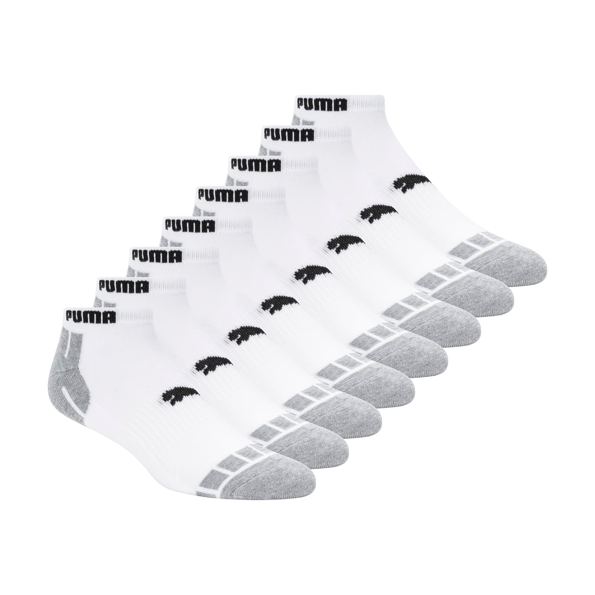 PUMA Men's 8 Pack Low Cut Socks, White/Black, 10-13 - Medaid International